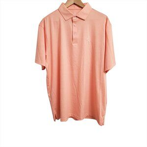 Rhoback Mens Polo Shirt XL Striped Orange Performance Golf Short Sleeve